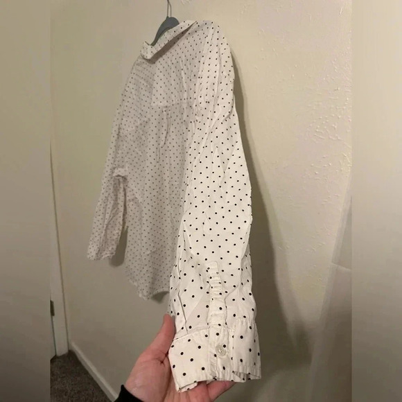 J.Jill White And Black Polka Dot Button Down Oversized Blouse - Picture 5 of 11